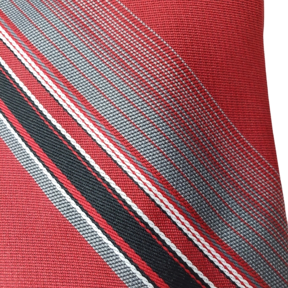Vintage Italian All Silk Hand Made Mens Neck Tie Maroon Grey Gray Black Stripe - Picture 9 of 12